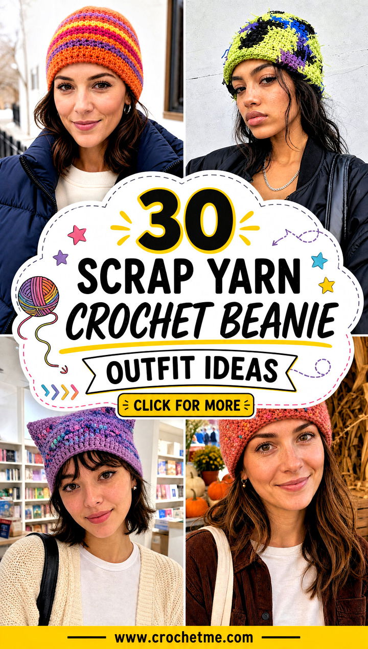 30 scrap yarn crochet beanie outfit ideas - 30 scrap yarn crochet beanie outfit ideas