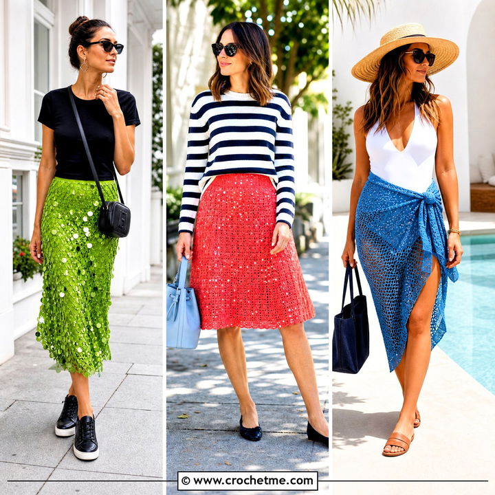 30 Sequin Crochet Skirt Outfit Ideas for Stylish Party Looks