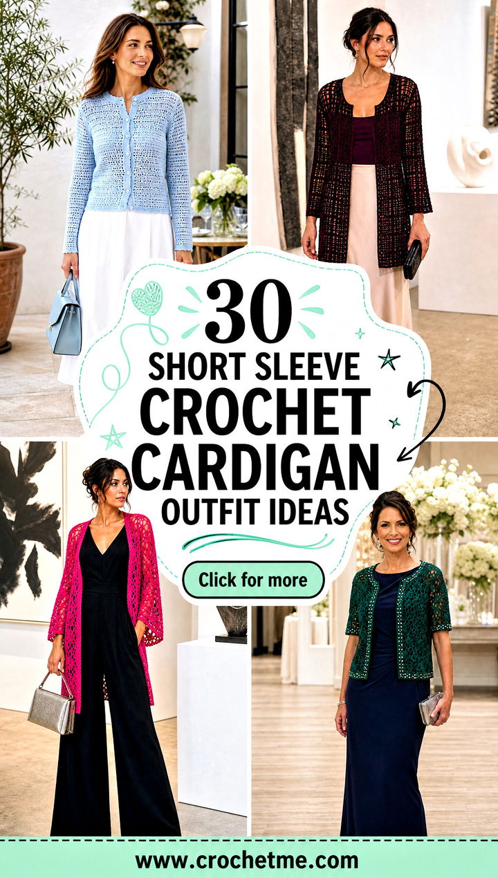 30 short sleeve crochet cardigan outfit ideas - 30 short sleeve crochet cardigan outfit ideas