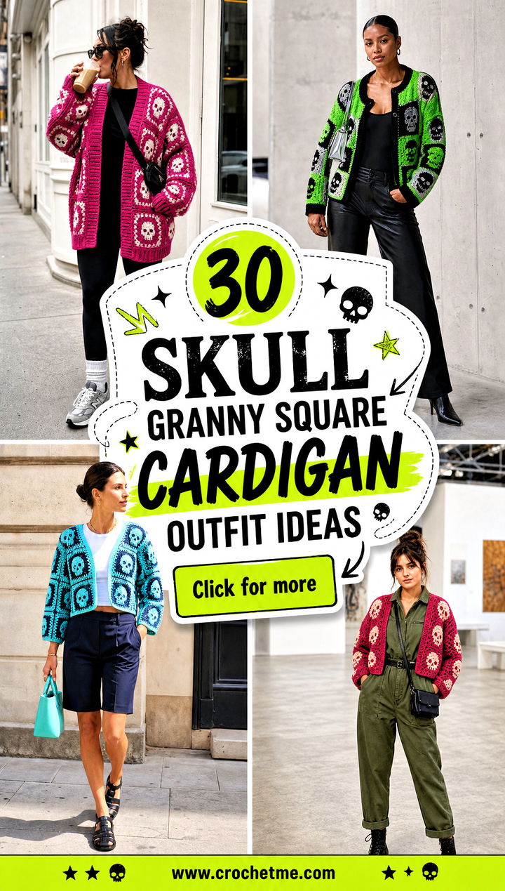 30 skull granny square cardigan outfit ideas - 30 skull granny square cardigan outfit ideas