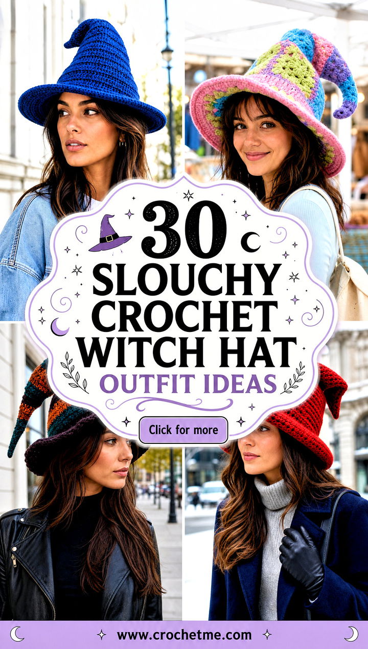 30 slouchy crochet witch hat outfit ideas - 30 slouchy crochet witch hat outfit ideas
