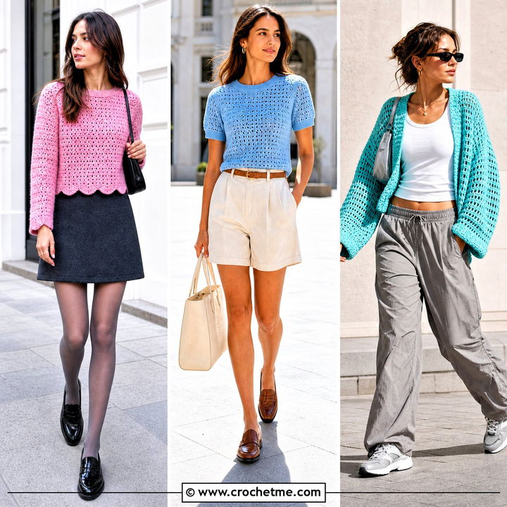 30 Spring Crochet Sweater Outfit Ideas for Breezy Layered Looks