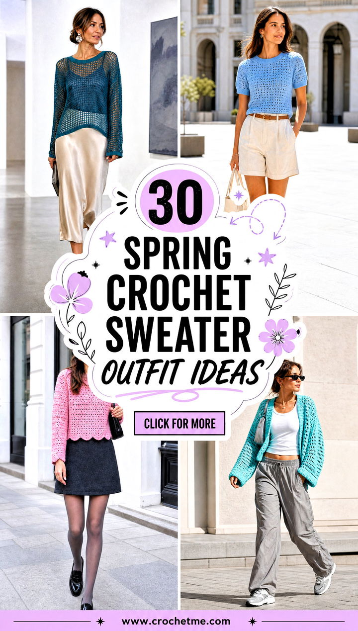 30 spring crochet sweater outfit ideas - 30 spring crochet sweater outfit ideas