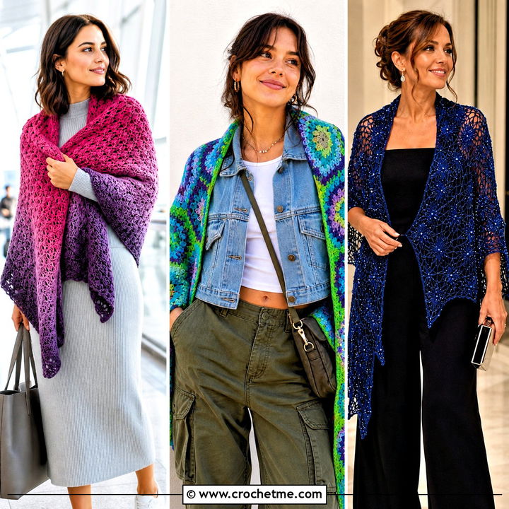 30 Star Crochet Shawl Outfit Ideas for Dreamy Celestial Style