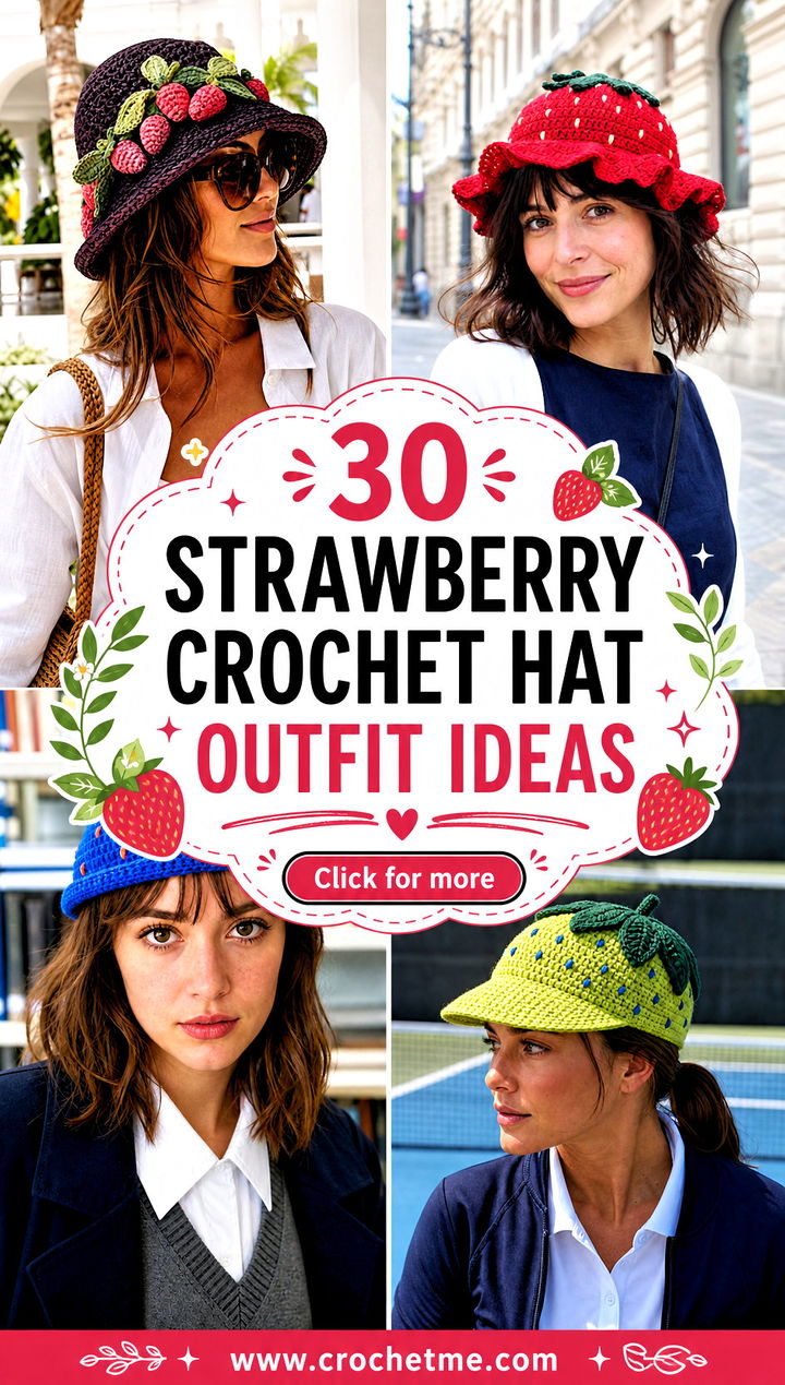 30 strawberry crochet hat outfit ideas - 30 strawberry crochet hat outfit ideas
