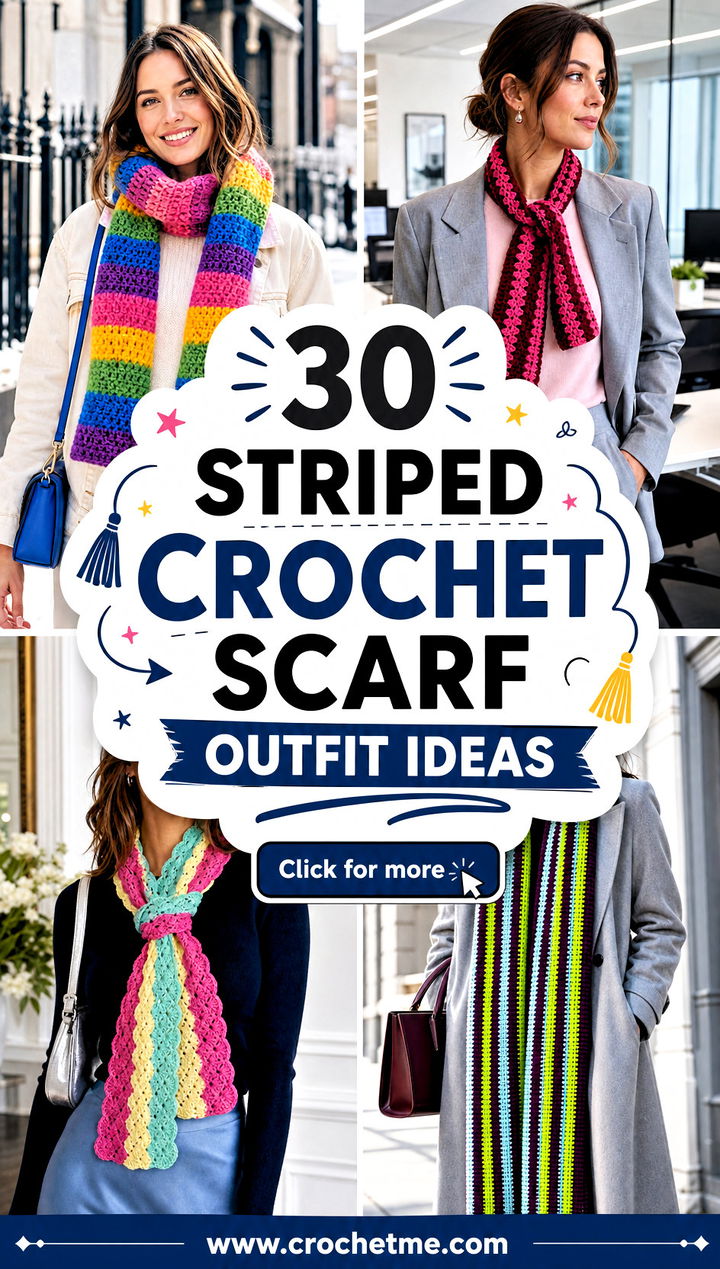 30 striped crochet scarf outfit ideas - 30 striped crochet scarf outfit ideas