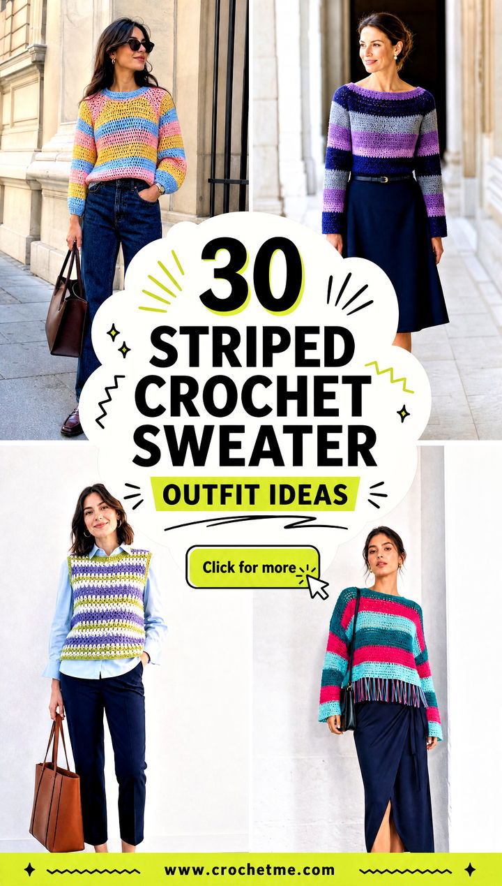30 striped crochet sweater outfit ideas - 30 striped crochet sweater outfit ideas