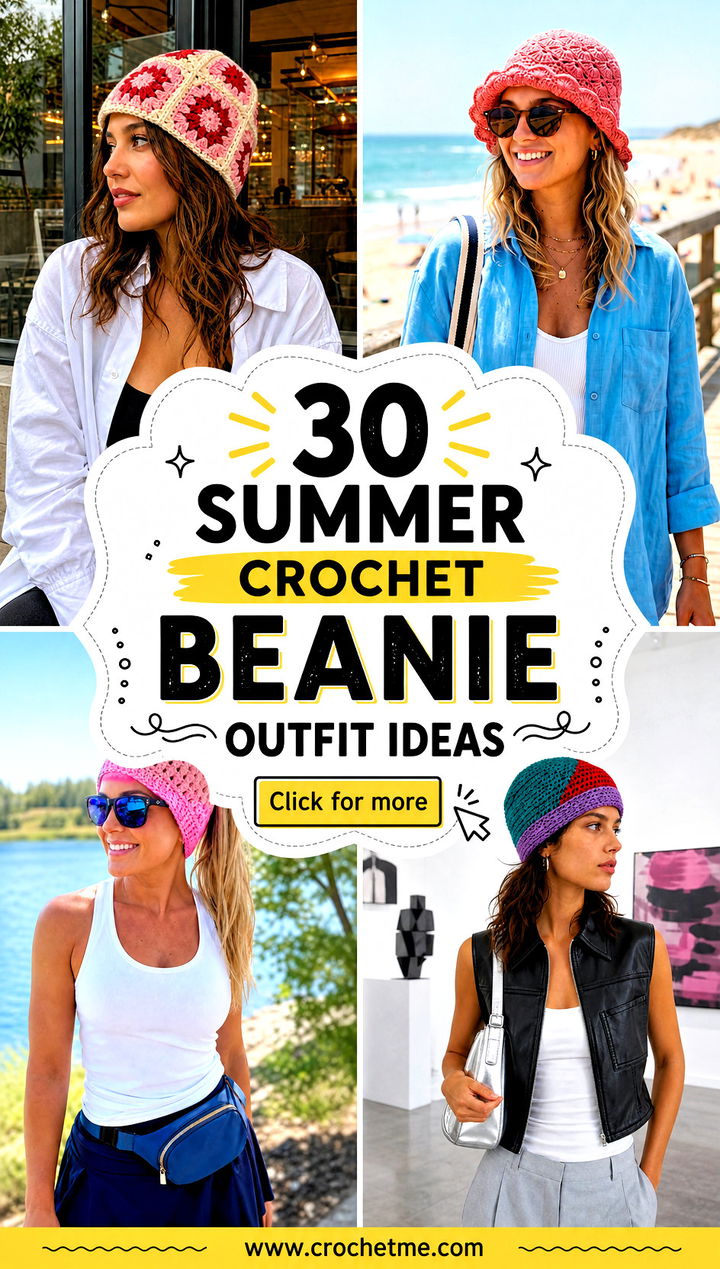 30 summer crochet beanie outfit ideas - 30 summer crochet beanie outfit ideas