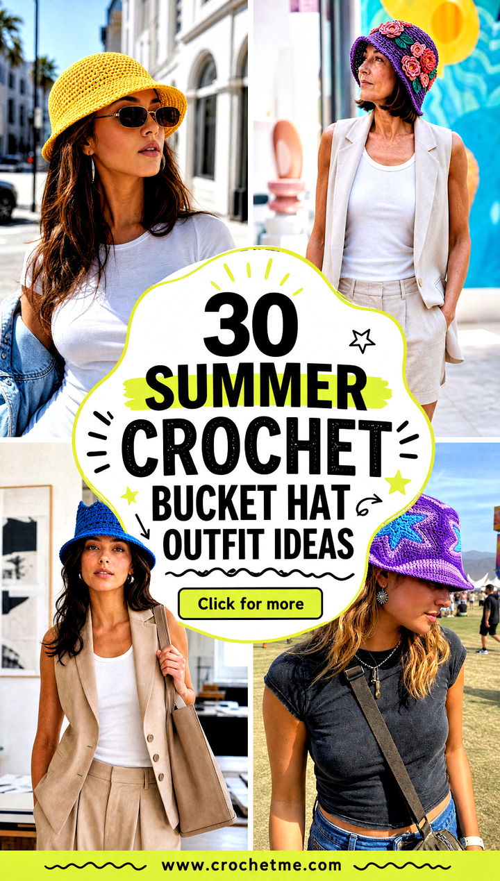 30 summer crochet bucket hat outfit ideas - 30 summer crochet bucket hat outfit ideas