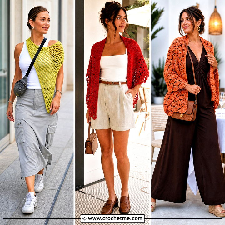 30 Summer Crochet Shawl Outfit Ideas for Breezy Evening Looks