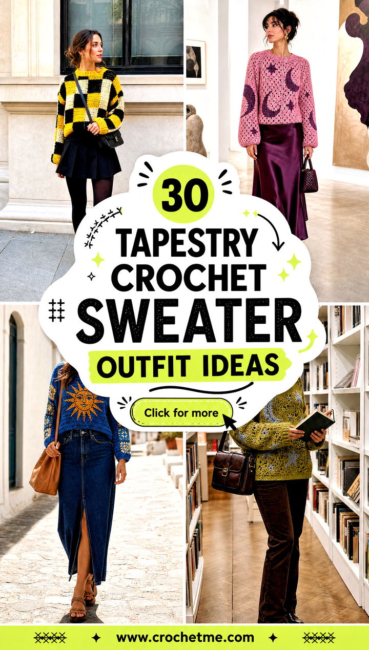 30 tapestry crochet sweater outfit ideas - 30 tapestry crochet sweater outfit ideas