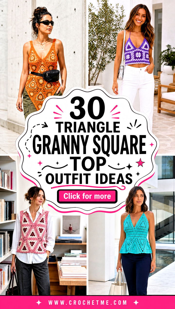 30 triangle granny square top outfit ideas - 30 triangle granny square top outfit ideas