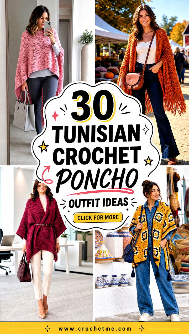 30 tunisian crochet poncho outfit ideas - 30 tunisian crochet poncho outfit ideas