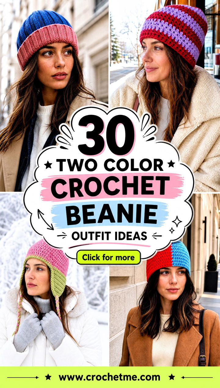30 two color crochet beanie outfit ideas - 30 two color crochet beanie outfit ideas