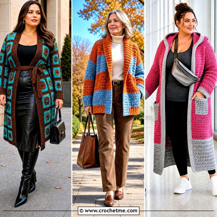 30 Two Color Crochet Cardigan Outfit Ideas for Cozy Layering