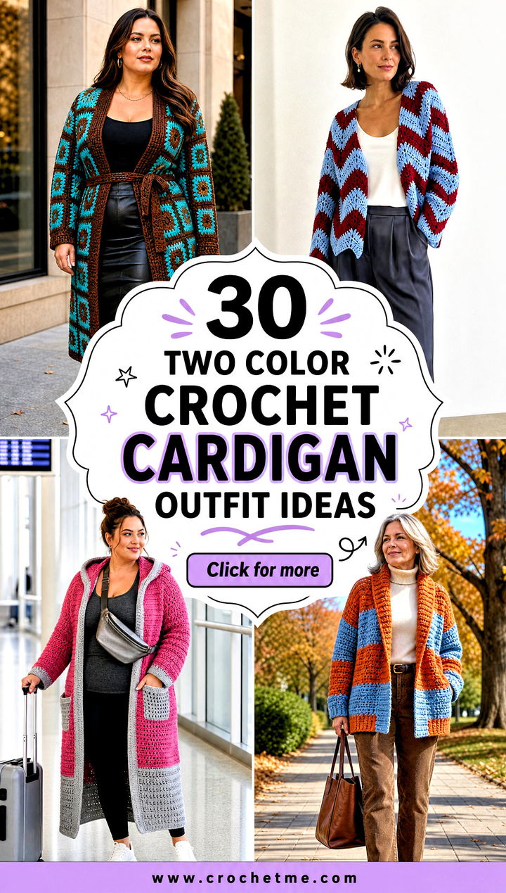 30 two color crochet cardigan outfit ideas - 30 two color crochet cardigan outfit ideas