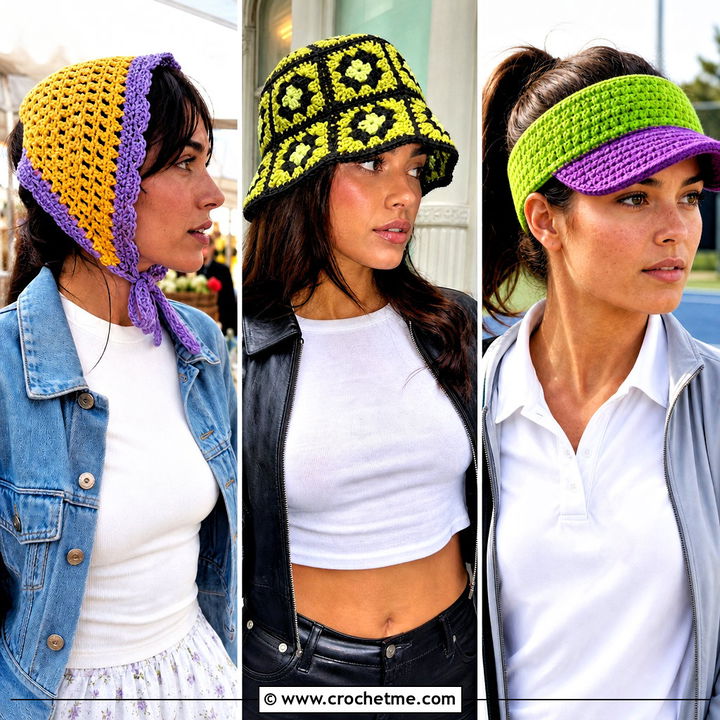30 Two Color Crochet Hat Outfit Ideas for Playful Winter Style
