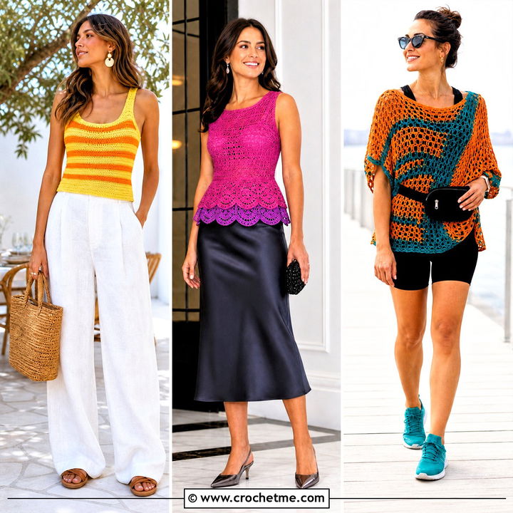 30 Two Colour Crochet Top Outfit Ideas for Bold Summer Style