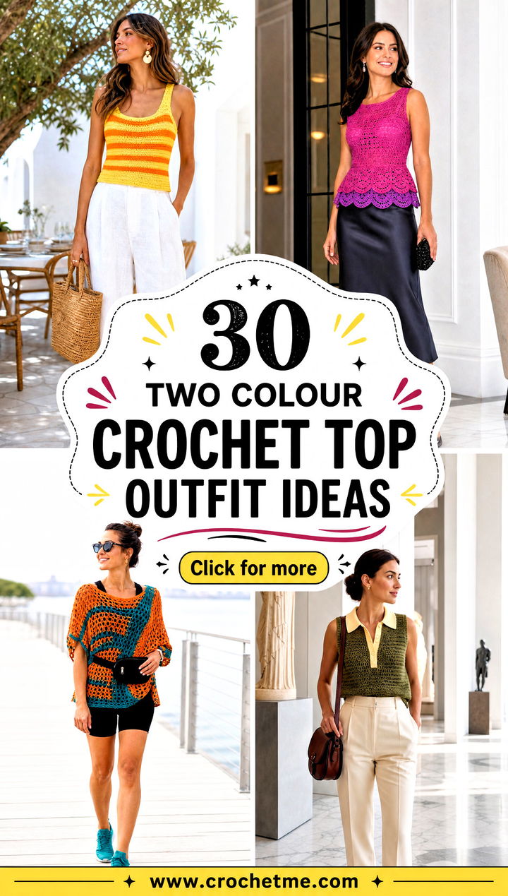 30 two colour crochet top outfit ideas - 30 two colour crochet top outfit ideas