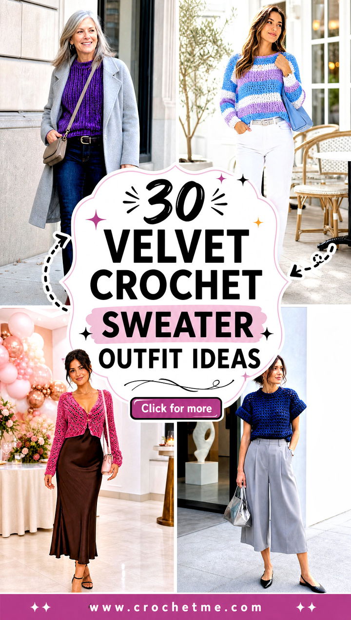 30 velvet crochet sweater outfit ideas - 30 velvet crochet sweater outfit ideas