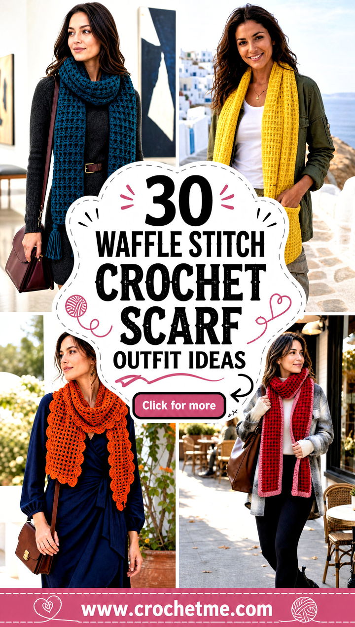 30 waffle stitch crochet scarf outfit ideas - 30 waffle stitch crochet scarf outfit ideas