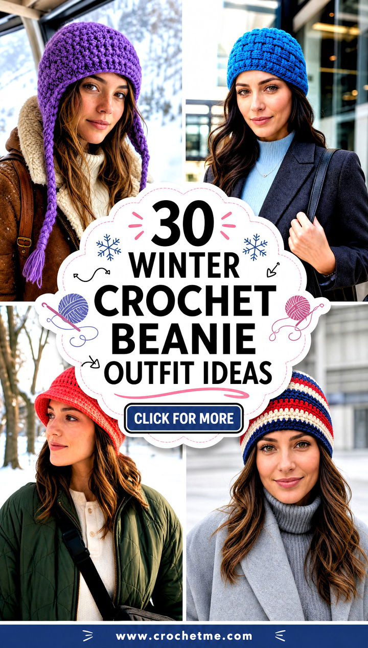 30 winter crochet beanie outfit ideas - 30 winter crochet beanie outfit ideas
