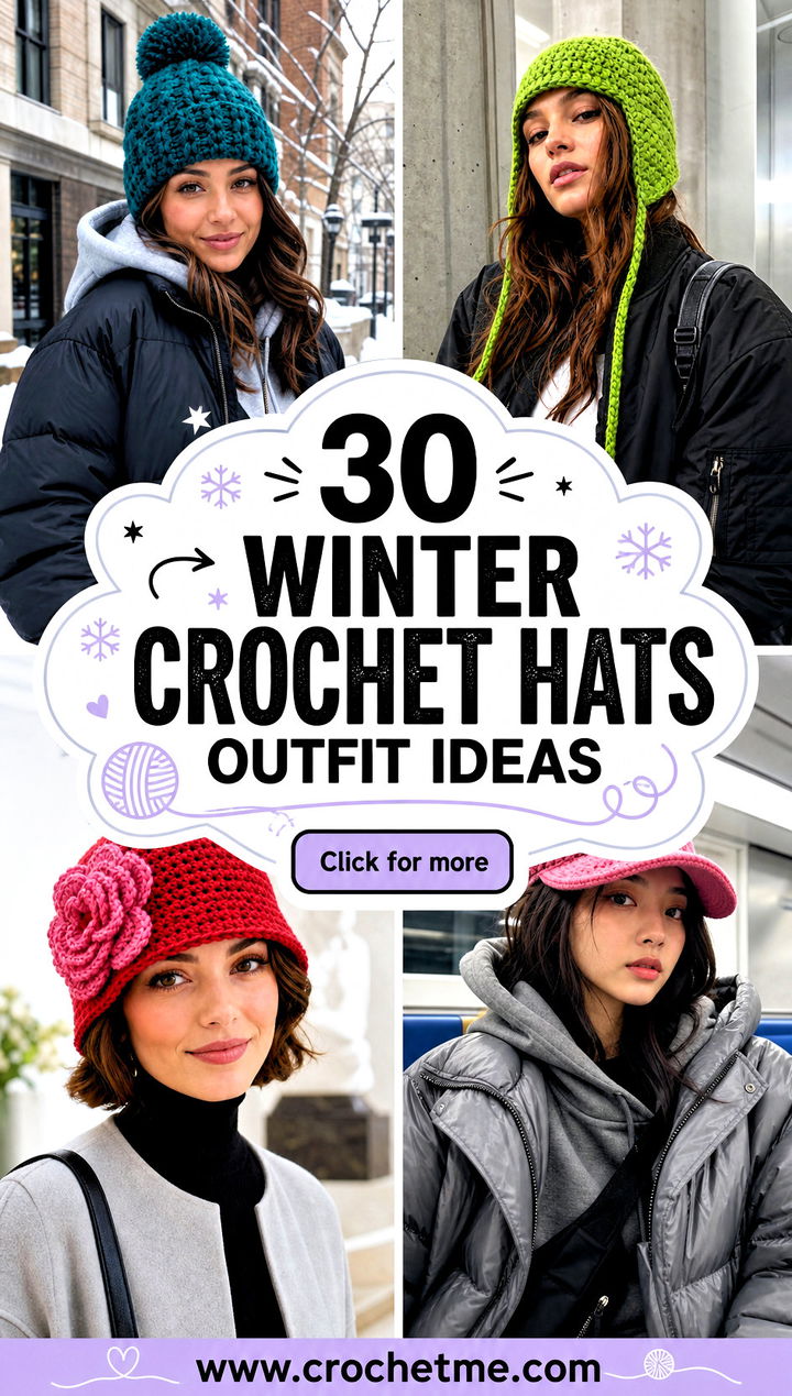 30 winter crochet hats outfit ideas - 30 winter crochet hats outfit ideas