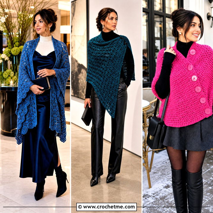 30 Winter Crochet Shawl Outfit Ideas for Elegant Layering