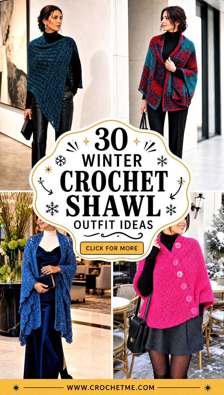 30 winter crochet shawl outfit ideas - 30 winter crochet shawl outfit ideas
