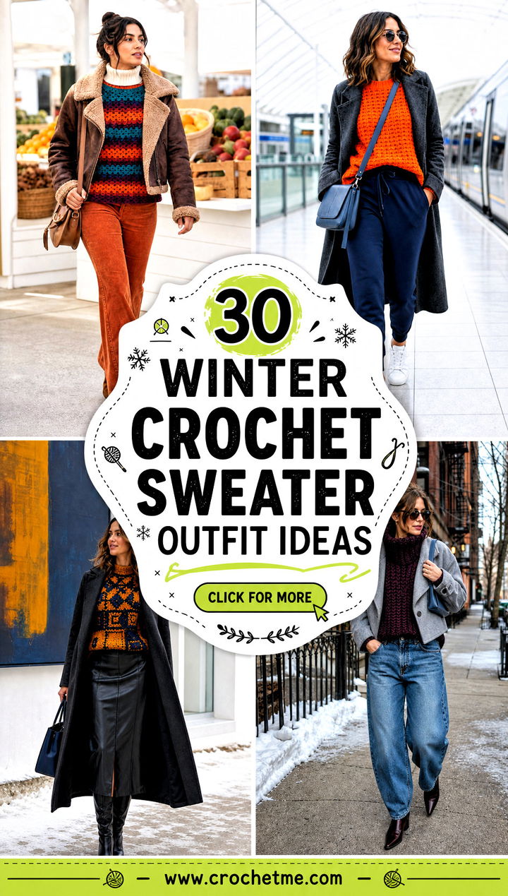30 winter crochet sweater outfit ideas - 30 winter crochet sweater outfit ideas