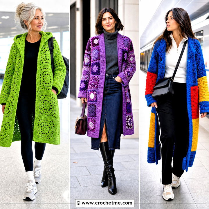 30 Women Crochet Coat Outfit Ideas for Polished Winter Style
