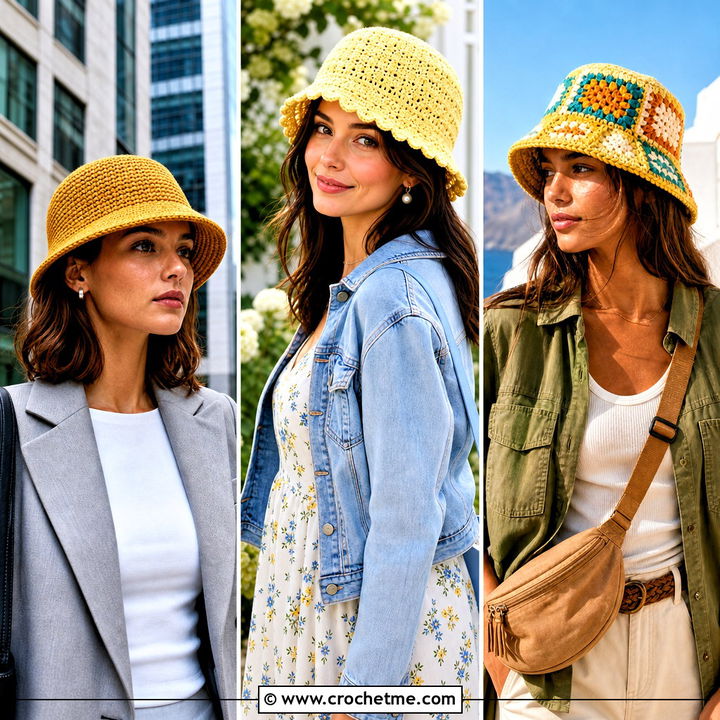 30 Yellow Crochet Bucket Hat Outfit Ideas for Sunny Street Style