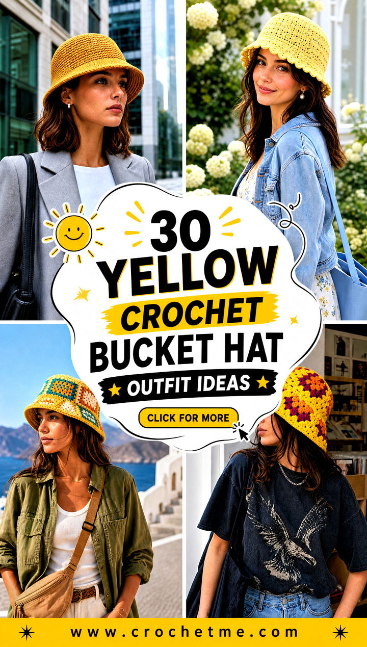30 yellow crochet bucket hat outfit ideas - 30 yellow crochet bucket hat outfit ideas