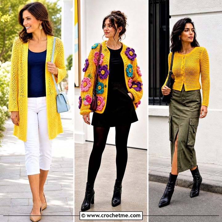 30 Yellow Crochet Cardigan Outfit Ideas for Sunny Style