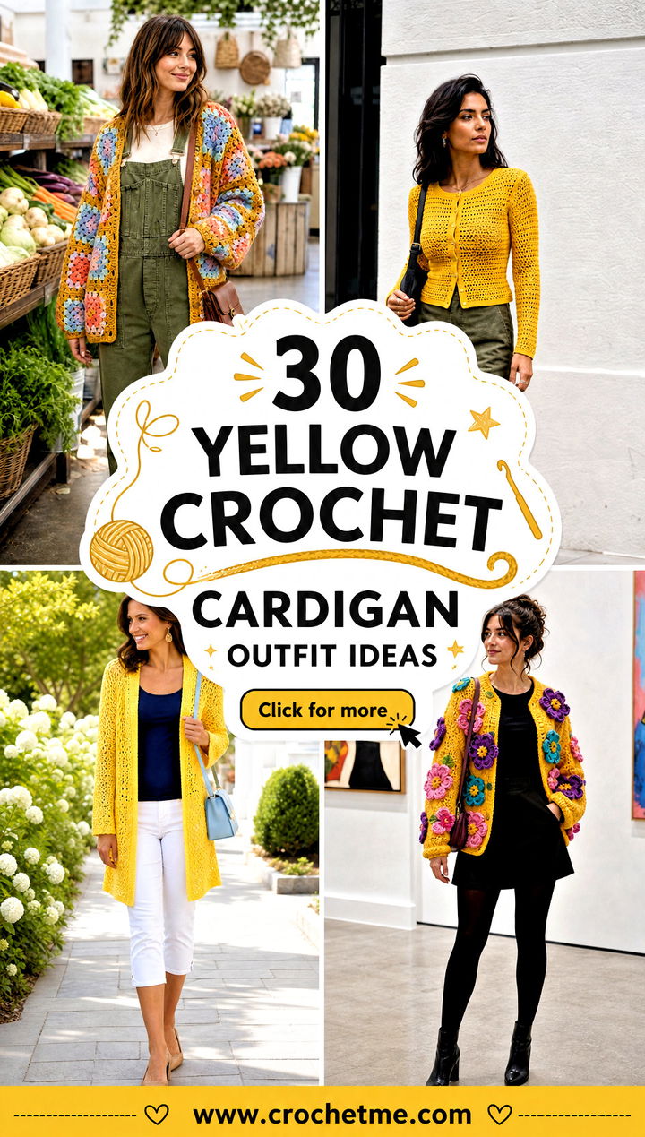 30 yellow crochet cardigan outfit ideas - 30 yellow crochet cardigan outfit ideas