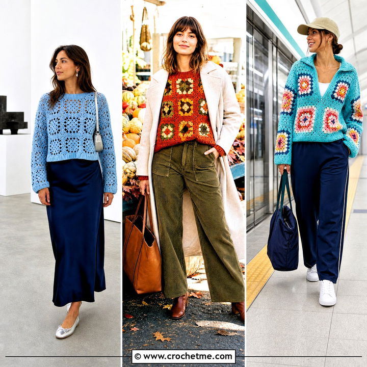 35 4 Granny Square Sweater Outfit Ideas for a Cozy Refresh