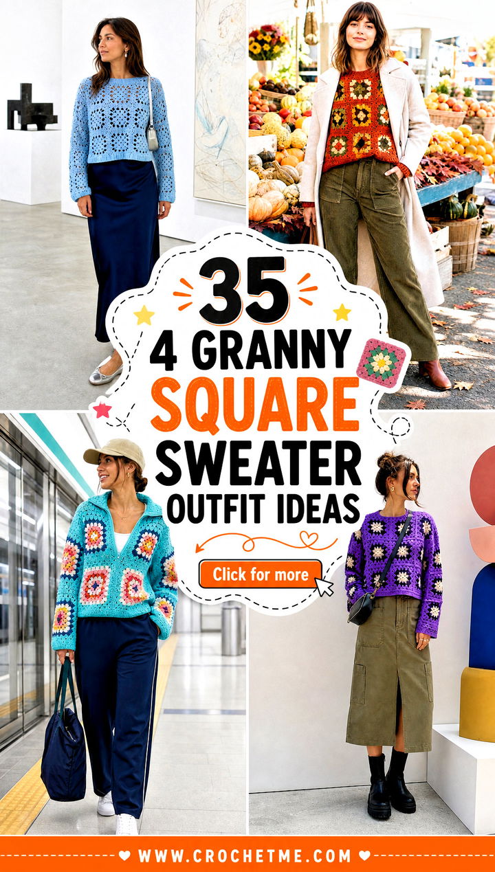 35 4 Granny Square Sweater outfit ideas - 35 4 Granny Square Sweater outfit ideas