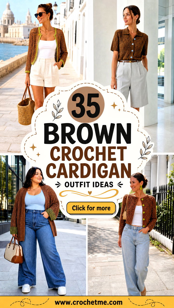35 Brown Crochet Cardigan outfit ideas - 35 Brown Crochet Cardigan outfit ideas