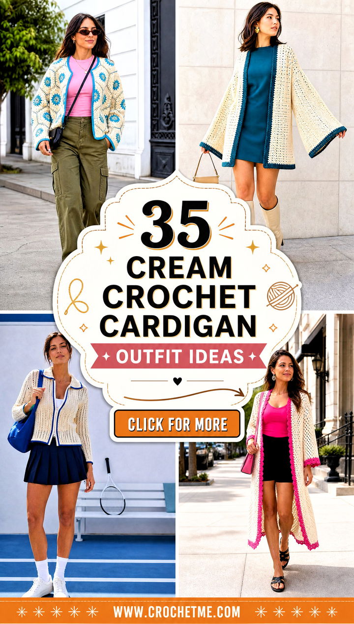 35 Cream Crochet Cardigan Outfit ideas - 35 Cream Crochet Cardigan Outfit ideas