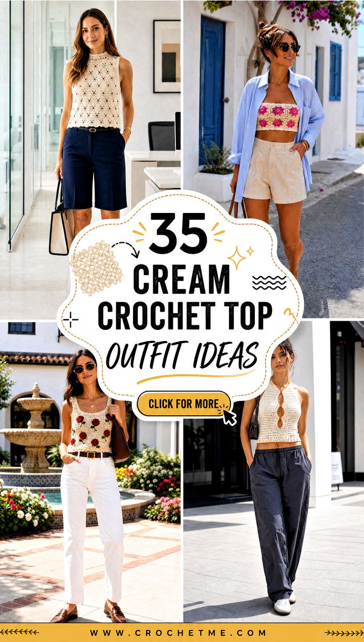 35 Cream Crochet Top outfit ideas - 35 Cream Crochet Top outfit ideas