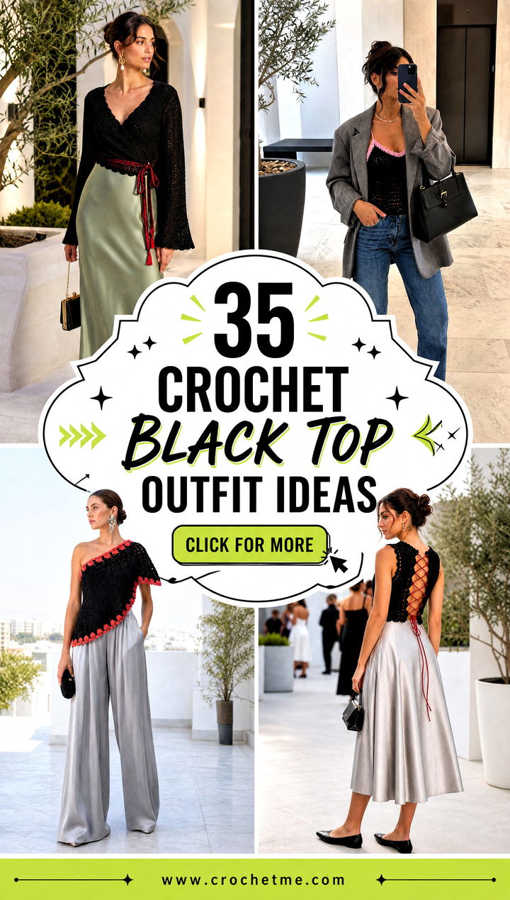 35 Crochet Black Top outfit ideas - 35 Crochet Black Top outfit ideas