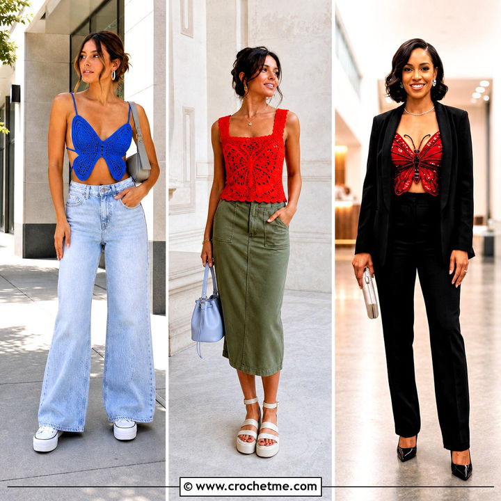 35 Crochet Butterfly Top Outfit Ideas for Playful Festival Style