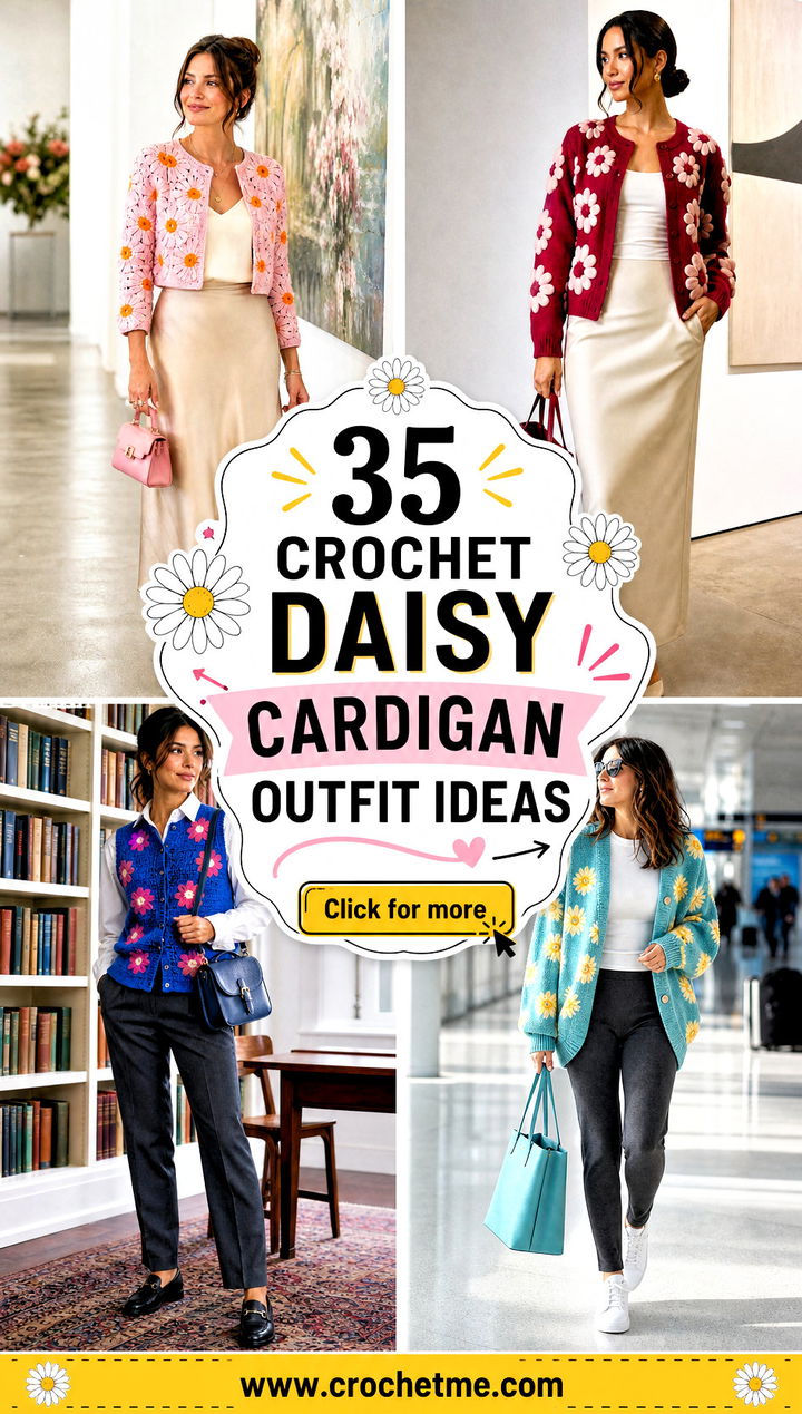 35 Crochet Daisy Cardigan outfit ideas - 35 Crochet Daisy Cardigan outfit ideas