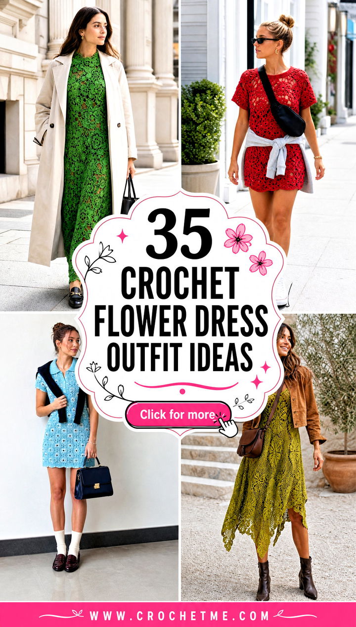 35 Crochet Flower Dress outfit ideas - 35 Crochet Flower Dress outfit ideas