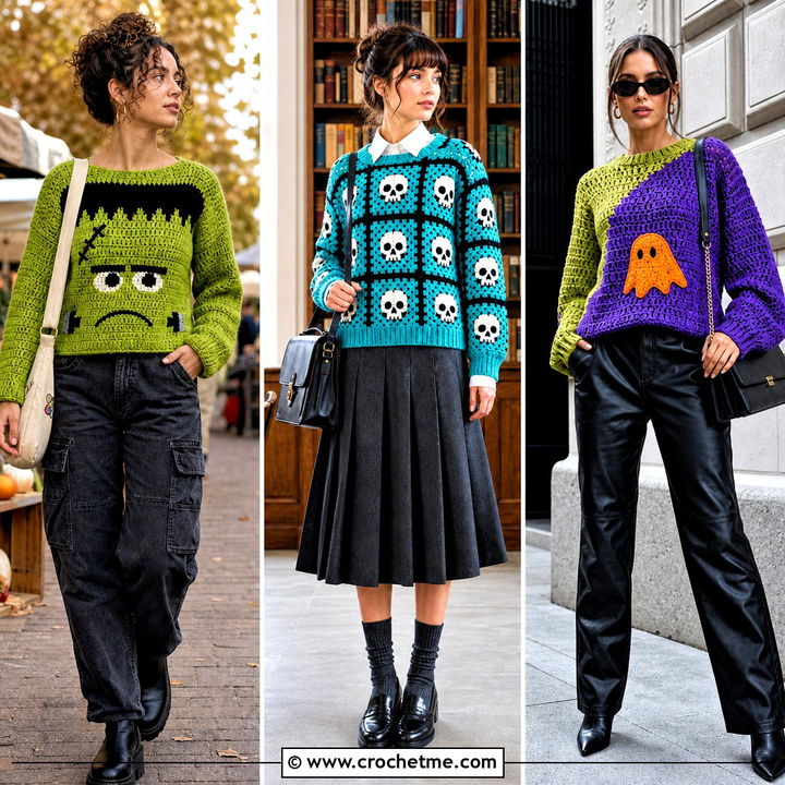 35 Crochet Halloween Sweater Outfit Ideas for Cozy Spooky Style