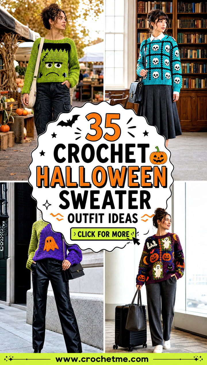 35 Crochet Halloween Sweater outfit ideas - 35 Crochet Halloween Sweater outfit ideas