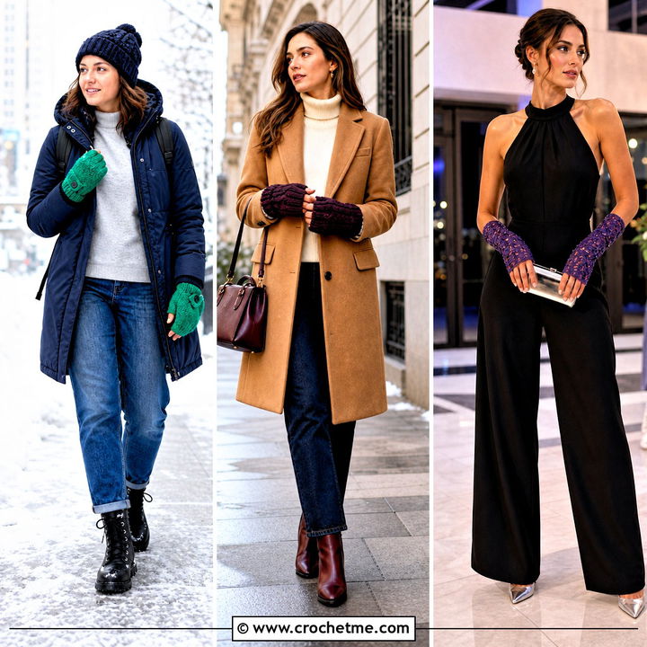 35 Crochet Handwarmer Outfit Ideas for Chic Winter Layers