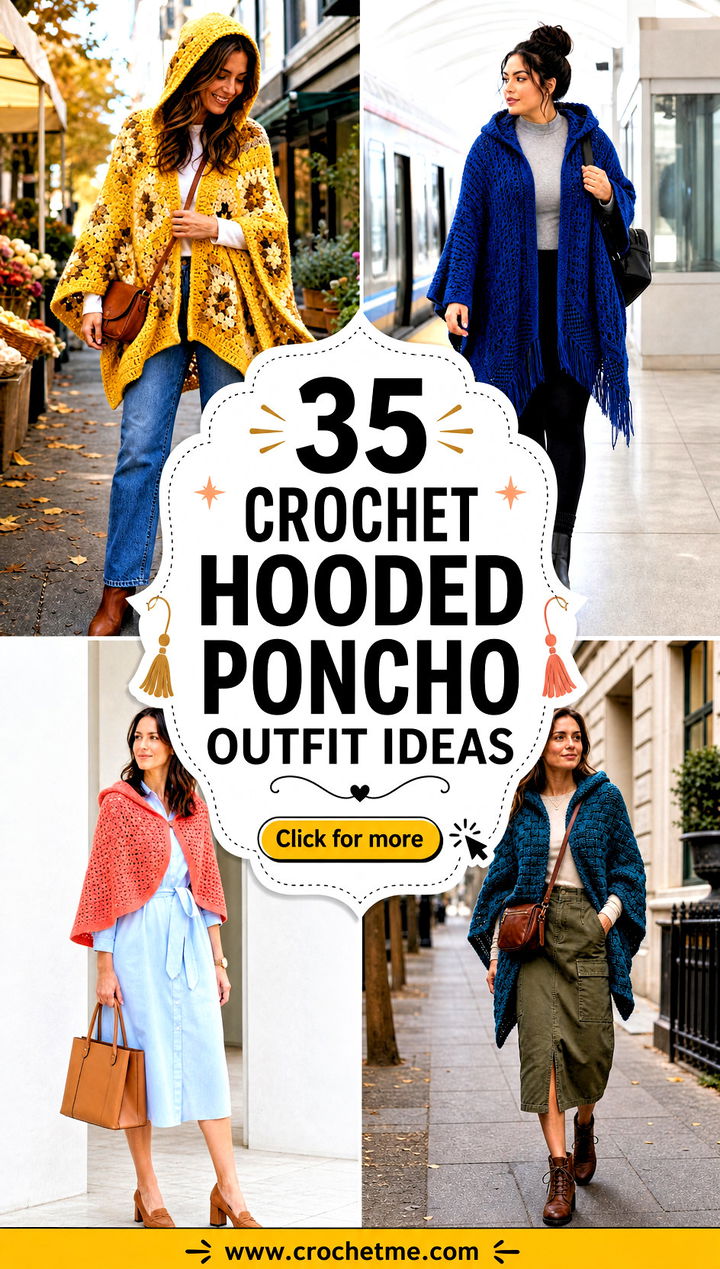35 Crochet Hooded Poncho outfit ideas - 35 Crochet Hooded Poncho outfit ideas