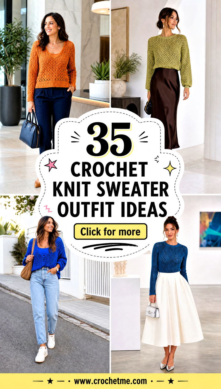 35 Crochet Knit Sweater outfit ideas - 35 Crochet Knit Sweater outfit ideas