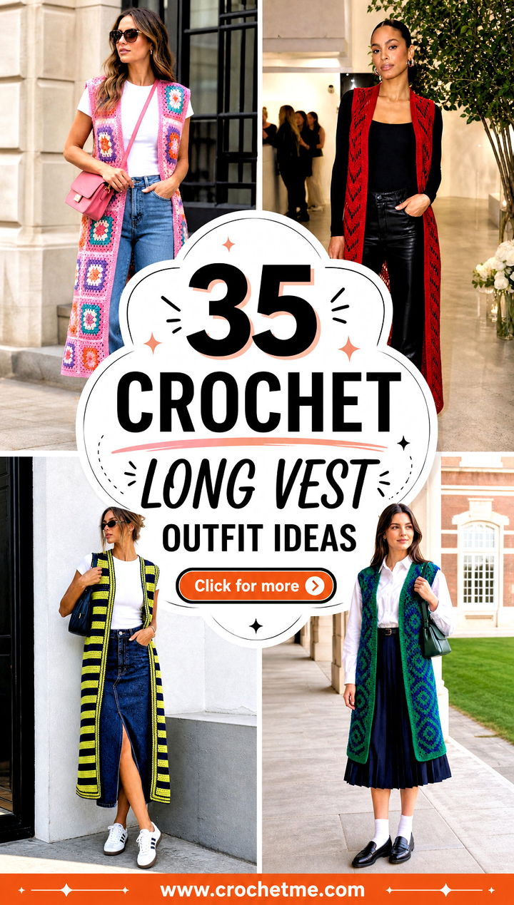 35 Crochet Long Vest outfit ideas - 35 Crochet Long Vest outfit ideas